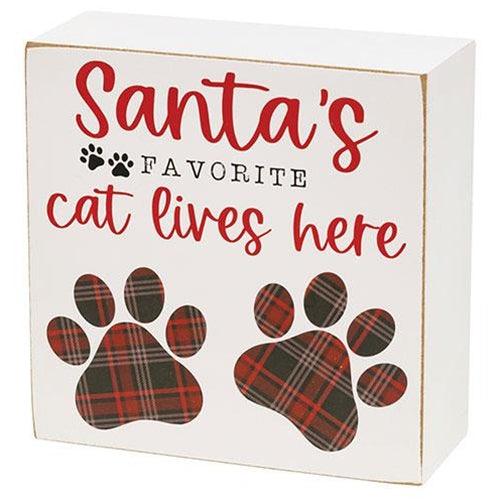 Santa's Favorite Cat Box Sign 2 Asstd - The Fox Decor
