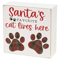 Santa's Favorite Cat Box Sign 2 Asstd - The Fox Decor