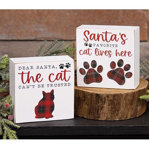 Santa's Favorite Cat Box Sign 2 Asstd - The Fox Decor