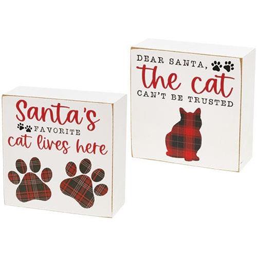 Santa's Favorite Cat Box Sign 2 Asstd - The Fox Decor