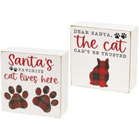 Santa's Favorite Cat Box Sign 2 Asstd - The Fox Decor