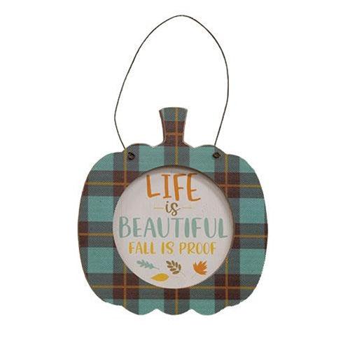 Fall Is Proof Plaid Pumpkin Hanger 3 Asstd - The Fox Decor