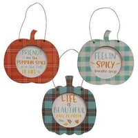 Thumbnail for Fall Is Proof Plaid Pumpkin Hanger 3 Asstd - The Fox Decor