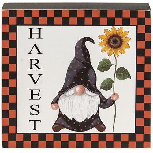 Fall Gnome Checkered Box Sign 3 Asstd - The Fox Decor