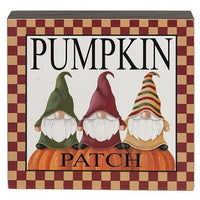 Fall Gnome Checkered Box Sign 3 Asstd - The Fox Decor