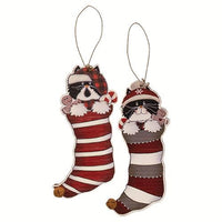 Thumbnail for Kitty Jingle Bell Stocking Ornament 2 Asstd