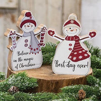 Best Day Ever Chunky Snowman 2 Asstd - The Fox Decor