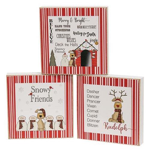 Snowy Friends Square Block 3 Asstd - The Fox Decor