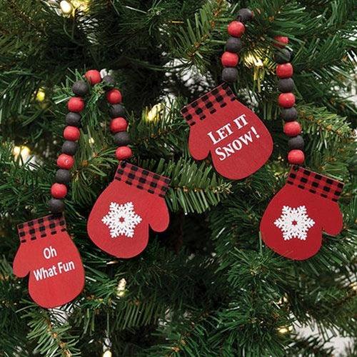 Oh What Fun Beaded Hanging Mittens 2 Asstd - The Fox Decor