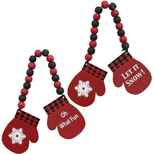 Oh What Fun Beaded Hanging Mittens 2 Asstd - The Fox Decor