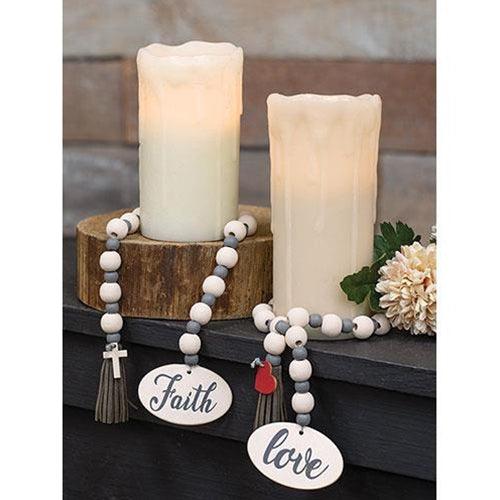 Faith or Love Beaded Garland With Cross Charm 2 Asstd - The Fox Decor