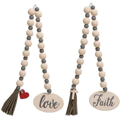 Faith or Love Beaded Garland With Cross Charm 2 Asstd - The Fox Decor