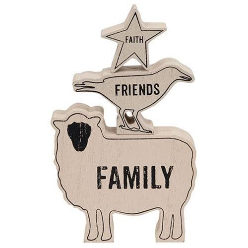 3 Set Faith Family Friends Animals Stacking Blocks - The Fox Decor