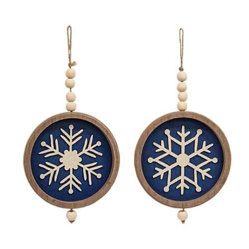Snowflake Beaded Round Hanger 2 Asstd - The Fox Decor