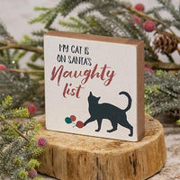 My Cat Is On Santa's Naughty List Square Block - The Fox Decor