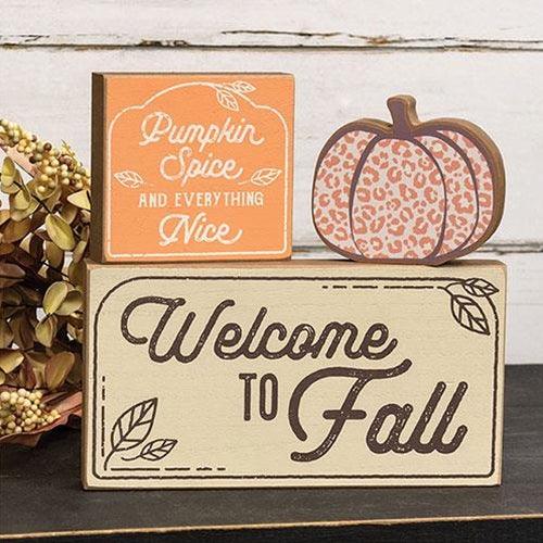 3 Set Welcome to Fall Blocks - The Fox Decor