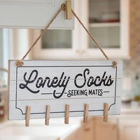 Lonely Socks Seeking Mates Shiplap Clip Sign - The Fox Decor