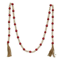 Red & Natural Bead Garland 5ft - The Fox Decor