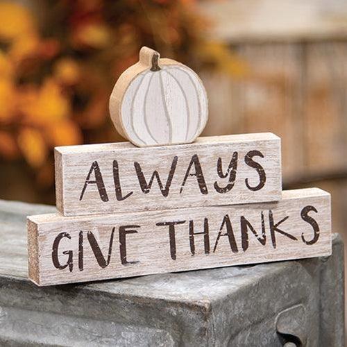 3 Set Always Give Thanks Pumpkin Blocks - The Fox Decor