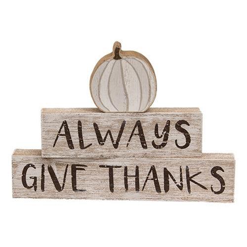 3 Set Always Give Thanks Pumpkin Blocks - The Fox Decor