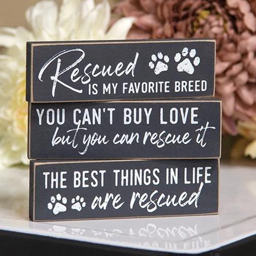 Rescued Is My Favorite Breed Thin Mini Block 3 Asstd - The Fox Decor