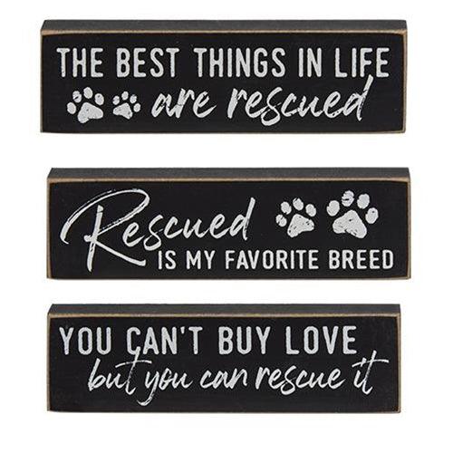 Rescued Is My Favorite Breed Thin Mini Block 3 Asstd - The Fox Decor