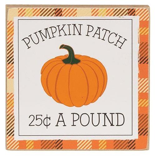 Pick Your Own Pumpkin Patch Square Block 2 Asstd - The Fox Decor