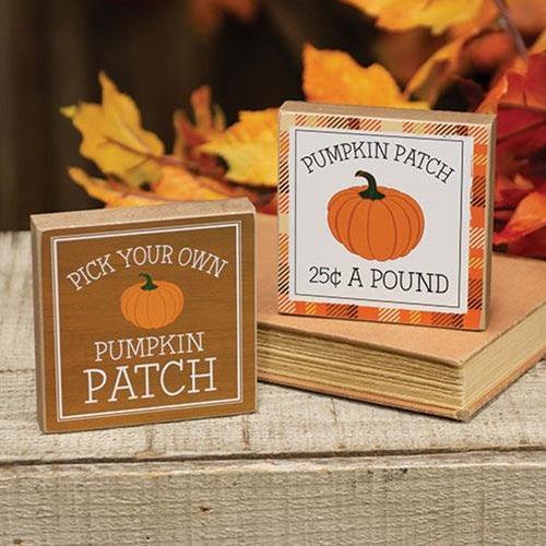 Pick Your Own Pumpkin Patch Square Block 2 Asstd - The Fox Decor