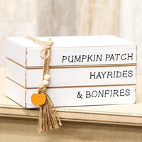 Pumpkin Patch Stacked Wooden Books - The Fox Decor