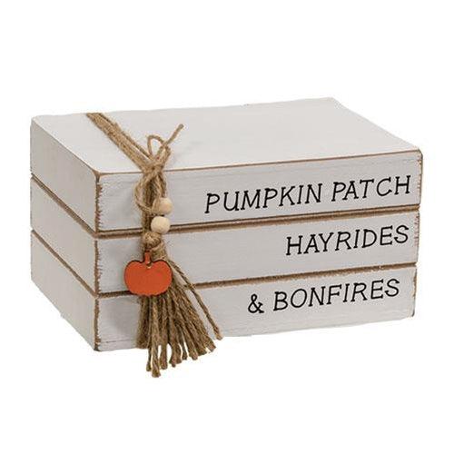 Pumpkin Patch Stacked Wooden Books - The Fox Decor
