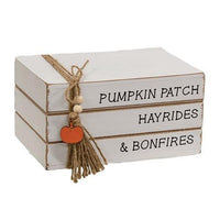 Pumpkin Patch Stacked Wooden Books - The Fox Decor