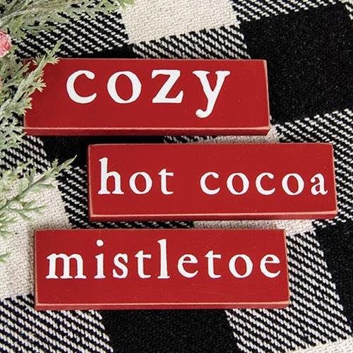 Cozy Mistletoe or Hot Cocoa Thin Mini Block 3 Asstd - The Fox Decor