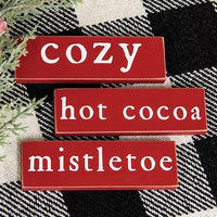 Cozy Mistletoe or Hot Cocoa Thin Mini Block 3 Asstd - The Fox Decor