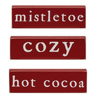 Cozy Mistletoe or Hot Cocoa Thin Mini Block 3 Asstd - The Fox Decor