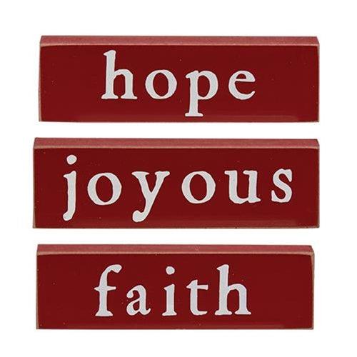 Faith Hope or Joyous Thin Mini Block 3 Asstd - The Fox Decor