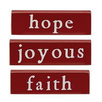 Faith Hope or Joyous Thin Mini Block 3 Asstd - The Fox Decor