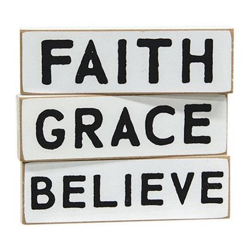 Faith Grace Believe Skinny Block 3 Asstd - The Fox Decor