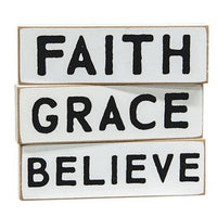 Faith Grace Believe Skinny Block 3 Asstd - The Fox Decor