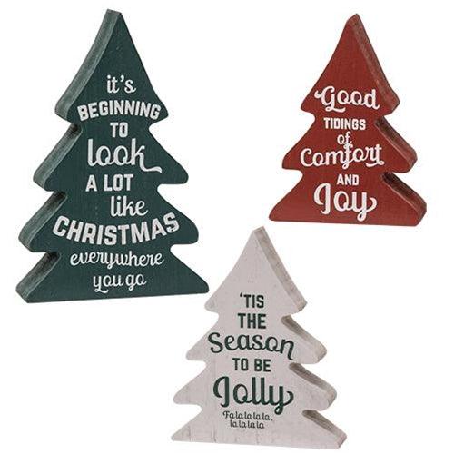 3 Set Christmas Carol Wooden Trees - The Fox Decor
