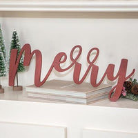 Red Merry Hanging Script Sign - The Fox Decor