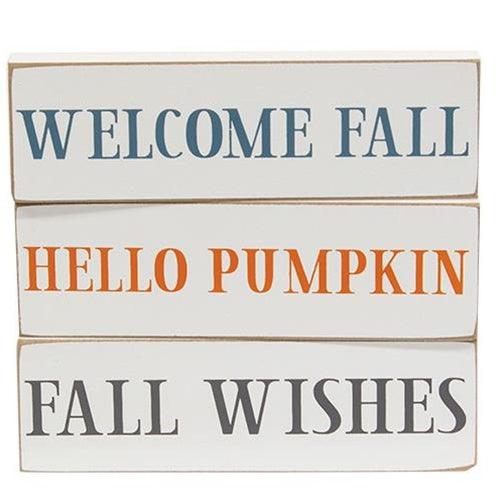 Welcome Fall Skinny Block 3 Asstd - The Fox Decor
