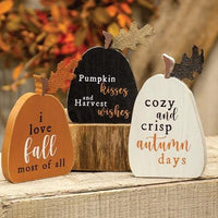 3 Set Rustic Fall Words Pumpkin Blocks - The Fox Decor