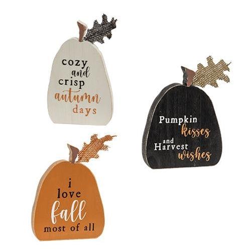 3 Set Rustic Fall Words Pumpkin Blocks - The Fox Decor