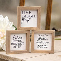 Live Laugh Poop Mini Sign 3 Asstd - The Fox Decor