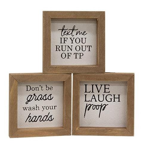 Live Laugh Poop Mini Sign 3 Asstd - The Fox Decor