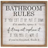 Bathroom Rules Distressed Look Framed Sign - The Fox Decor
