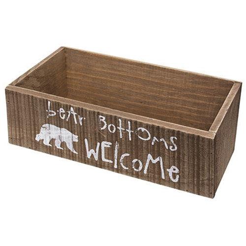 Bear Bottoms Welcome Rustic Wood Box - The Fox Decor