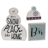 3 Set Snow Place Like Home Snowman & Blocks - The Fox Decor