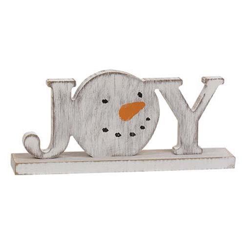 Distressed Snowman Joy on Base - The Fox Decor