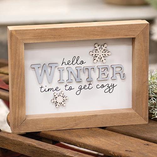 Time To Get Cozy Framed Snowflake Sign - The Fox Decor